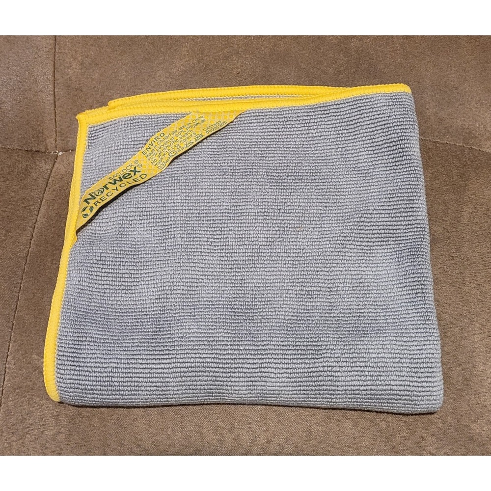Norwex Envirocloth Gray with Yellow Trim Microfiber with BacLock NEW